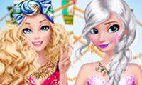 Habiller et maquiller Barbie et Elsa pour l'été