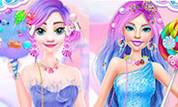 Barbie et Elsa : Maquillage et habillage bonbon
