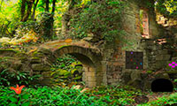 Evasion des ruines d'une forteresse dans la forêt