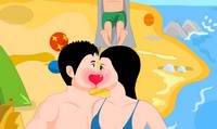 Couple qui s'embrasse sur la plage